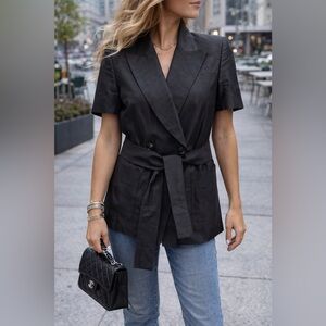 Christian Dior Black Blazer Size 6 Shoulder Pads Button Front Designer